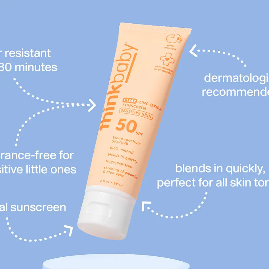 Baby Clear Zinc Sunscreen Sensitive Skin Spf 50 3 Oz